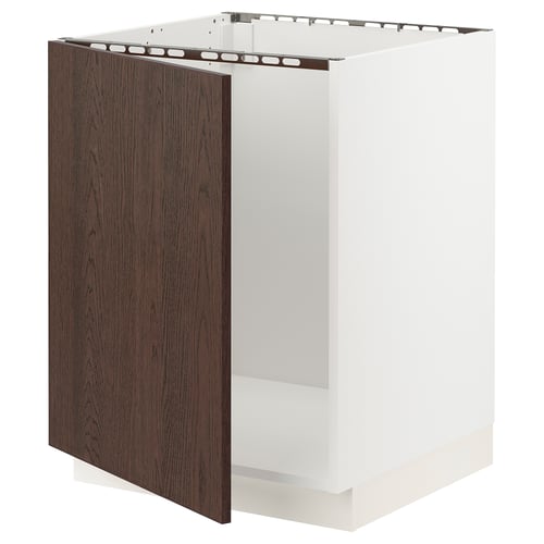 SEKTION Gabinete bajo para fregadero, blanco/Sinarp marrón, 24x24x30 "
