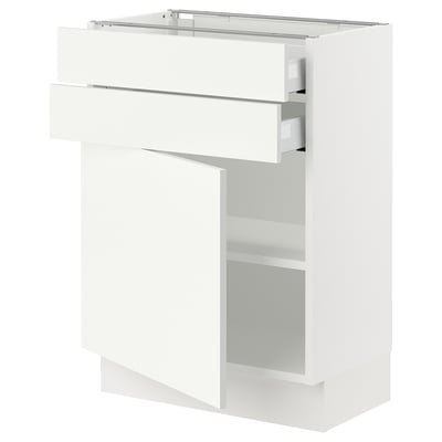 SEKTION Gabinete bajo+puerta/2 cajones, blanco/Vallstena blanco, 24x15x30 "