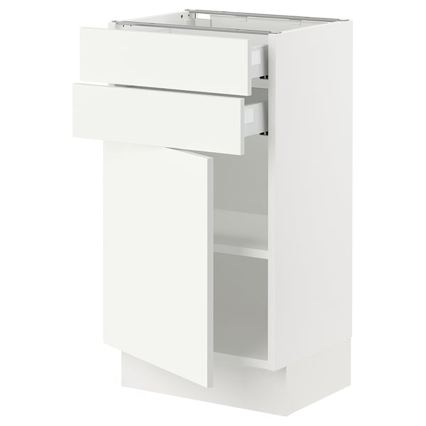 SEKTION Gabinete bajo+puerta/2 cajones, blanco/Vallstena blanco, 18x15x30 "