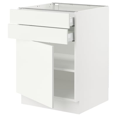 SEKTION Gabinete bajo+puerta/2 cajones, blanco/Vallstena blanco, 24x24x30 "
