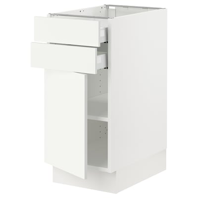 SEKTION Gabinete bajo+puerta/2 cajones, blanco/Vallstena blanco, 15x24x30 "
