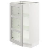 SEKTION Gabinete bajo+puerta de vidrio, blanco/Lerhyttan gris claro, 18x15x30 "