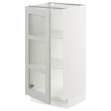 SEKTION Gabinete bajo+puerta de vidrio, blanco/Lerhyttan gris claro, 15x15x30 "
