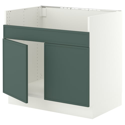 SEKTION Gabinete bjo fregadero doble HAVSEN, blanco/Aspudden gris verdoso oscuro, 36x24x30 "