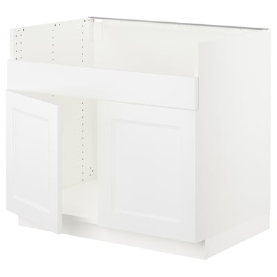 SEKTION Gabinete bjo fregadero doble HAVSEN, blanco/Axstad blanco mate, 36x24x30 "