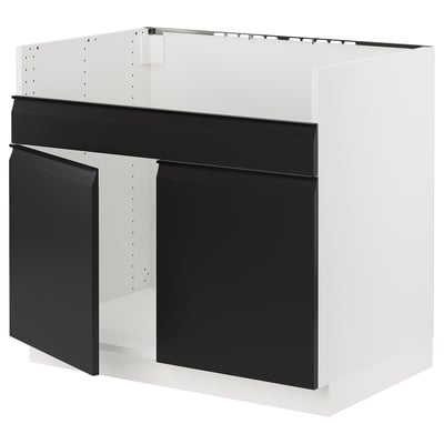 SEKTION Gabinete bjo fregadero doble HAVSEN, blanco/Upplöv antracita mate, 36x24x30 "