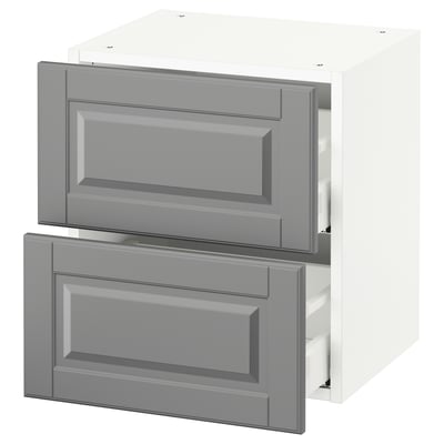 SEKTION Gabinete de pared+2 cajones, blanco Maximera/Bodbyn gris, 18x15x20 "