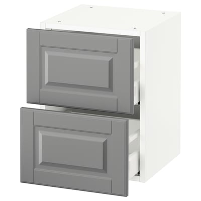SEKTION Gabinete de pared+2 cajones, blanco Maximera/Bodbyn gris, 15x15x20 "