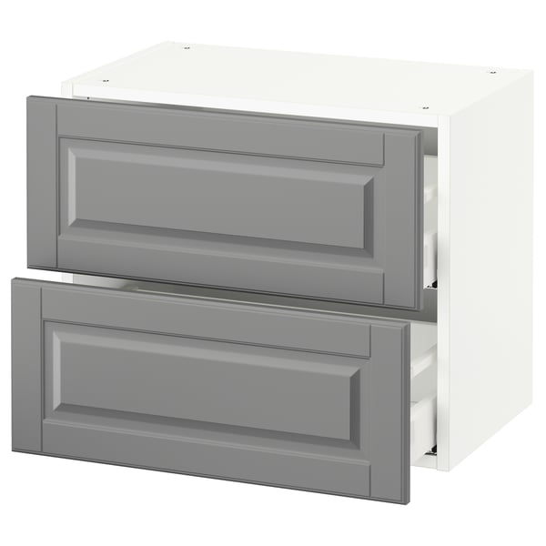 SEKTION Gabinete de pared+2 cajones, blanco Maximera/Bodbyn gris, 24x15x20 "