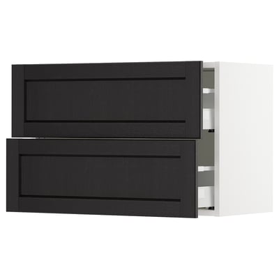 SEKTION Gabinete de pared+2 cajones, blanco Maximera/Lerhyttan teñido en negro, 30x15x20 "