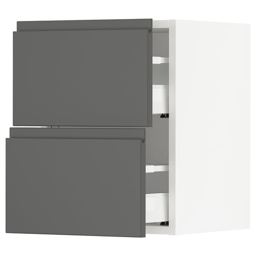 SEKTION Gabinete de pared+2 cajones, blanco Maximera/Voxtorp gris oscuro, 15x15x20 "