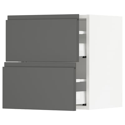 SEKTION Gabinete de pared+2 cajones, blanco Maximera/Voxtorp gris oscuro, 18x15x20 "