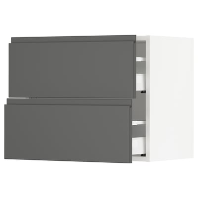 SEKTION Gabinete de pared+2 cajones, blanco Maximera/Voxtorp gris oscuro, 24x15x20 "