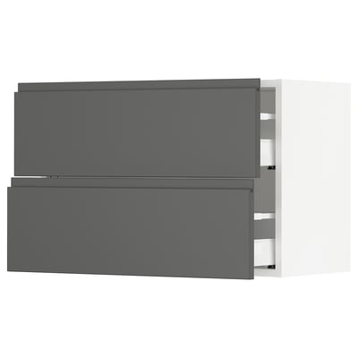 SEKTION Gabinete de pared+2 cajones, blanco Maximera/Voxtorp gris oscuro, 30x15x20 "