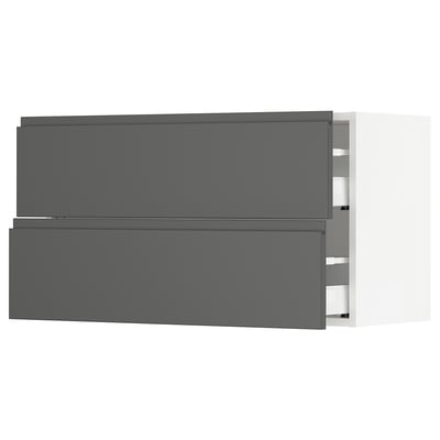 SEKTION Gabinete de pared+2 cajones, blanco Maximera/Voxtorp gris oscuro, 36x15x20 "