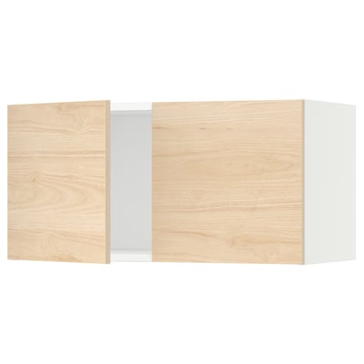 SEKTION Gabinete de pared+2 puertas, blanco/Askersund efecto de fresno claro, 30x15x15 "