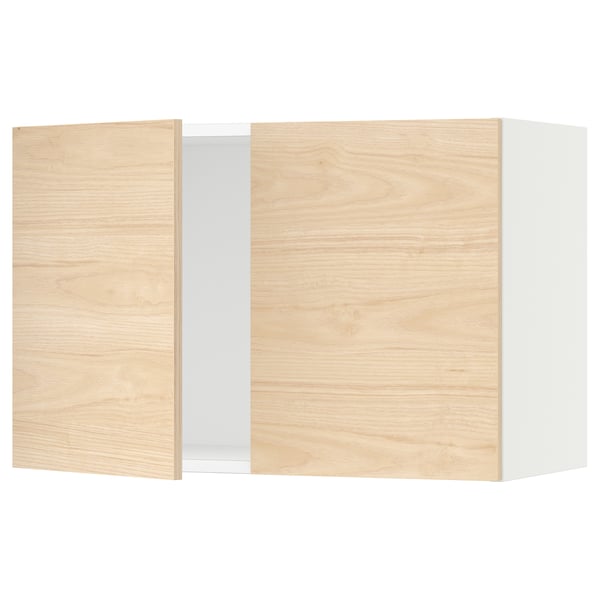 SEKTION Gabinete de pared+2 puertas, blanco/Askersund efecto de fresno claro, 30x15x20 "