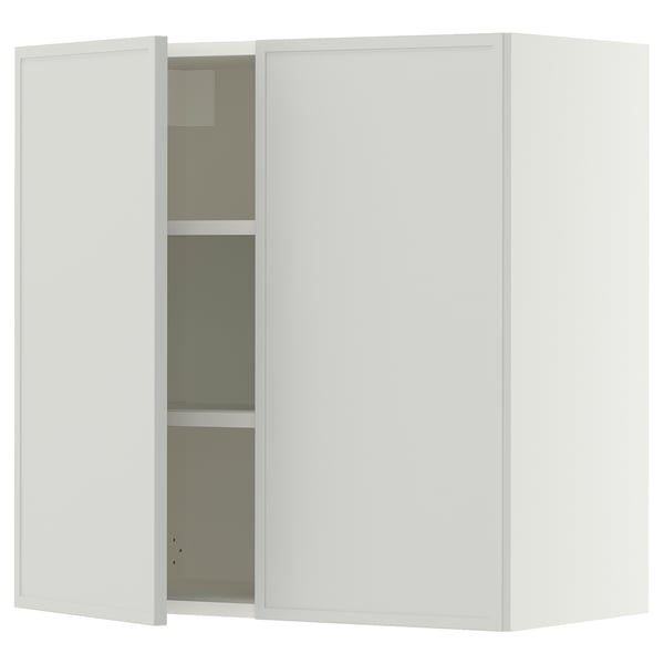 SEKTION Gabinete de pared+2 puertas, blanco/Aspudden gris claro, 30x15x30 "