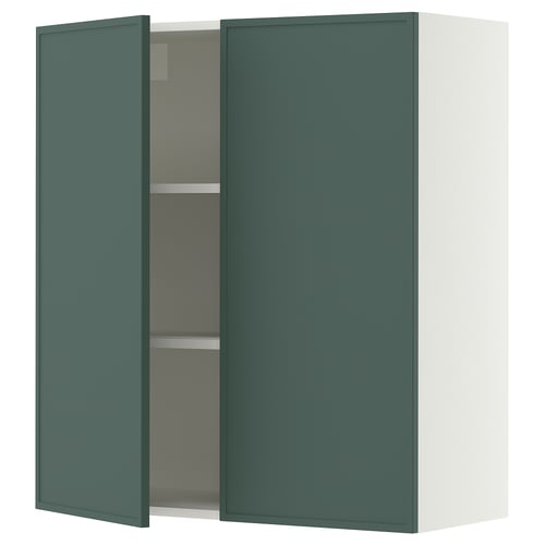 SEKTION Gabinete de pared+2 puertas, blanco/Aspudden gris verdoso oscuro, 36x15x40 "
