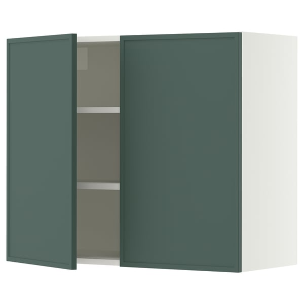 SEKTION Gabinete de pared+2 puertas, blanco/Aspudden gris verdoso oscuro, 36x15x30 "