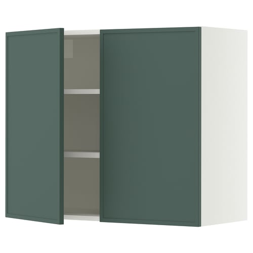 SEKTION Gabinete de pared+2 puertas, blanco/Aspudden gris verdoso oscuro, 36x15x30 "