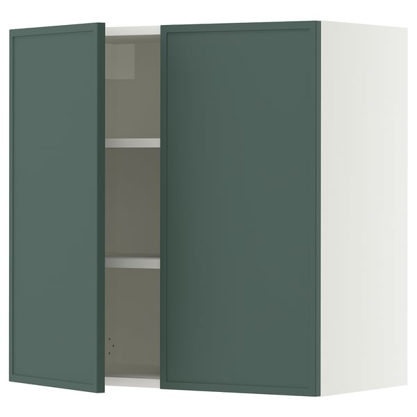 SEKTION Gabinete de pared+2 puertas, blanco/Aspudden gris verdoso oscuro, 30x15x30 "