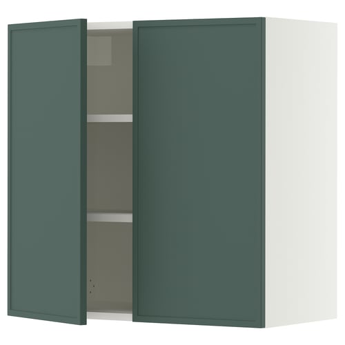 SEKTION Gabinete de pared+2 puertas, blanco/Aspudden gris verdoso oscuro, 30x15x30 "