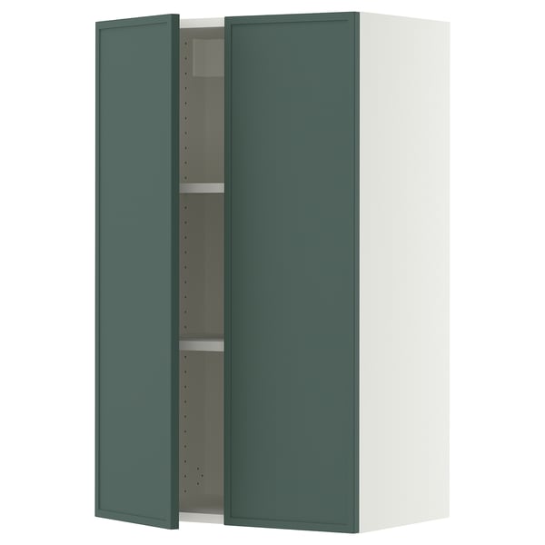 SEKTION Gabinete de pared+2 puertas, blanco/Aspudden gris verdoso oscuro, 24x15x40 "