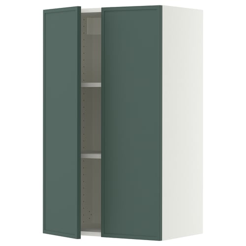 SEKTION Gabinete de pared+2 puertas, blanco/Aspudden gris verdoso oscuro, 24x15x40 "