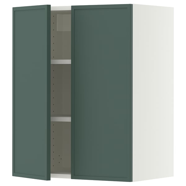 SEKTION Gabinete de pared+2 puertas, blanco/Aspudden gris verdoso oscuro, 24x15x30 "