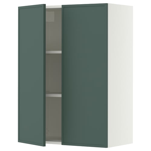 SEKTION Gabinete de pared+2 puertas, blanco/Aspudden gris verdoso oscuro, 30x15x40 "