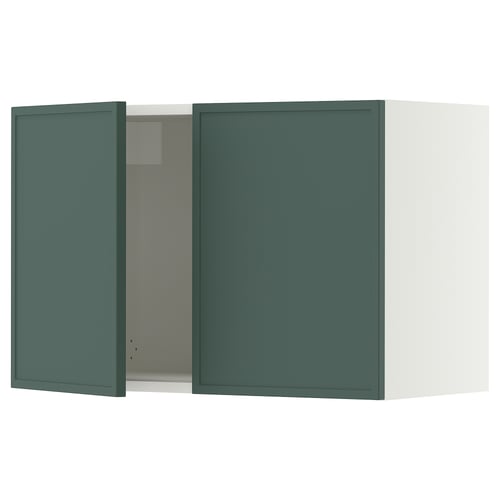 SEKTION Gabinete de pared+2 puertas, blanco/Aspudden gris verdoso oscuro, 30x15x20 "
