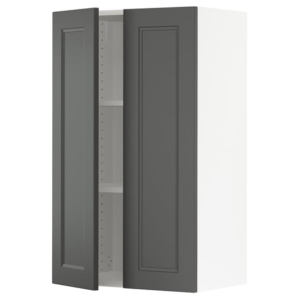 SEKTION Gabinete de pared+2 puertas, blanco/Axstad gris oscuro, 24x15x40 "
