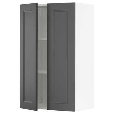 SEKTION Gabinete de pared+2 puertas, blanco/Axstad gris oscuro, 24x15x40 "