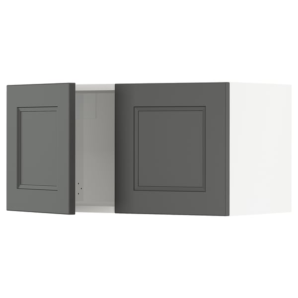SEKTION Gabinete de pared+2 puertas, blanco/Axstad gris oscuro, 30x15x15 "