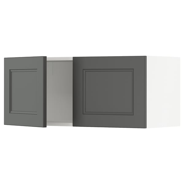 SEKTION Gabinete de pared+2 puertas, blanco/Axstad gris oscuro, 36x15x15 "
