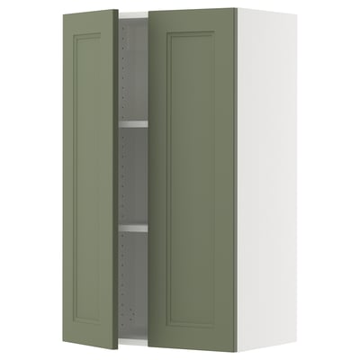 SEKTION Gabinete de pared+2 puertas, blanco/Axstad gris-verde, 24x15x40 "