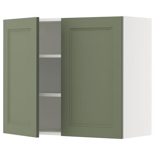 SEKTION Gabinete de pared+2 puertas, blanco/Axstad gris-verde, 36x15x30 "
