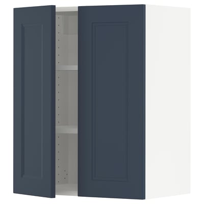 SEKTION Gabinete de pared+2 puertas, blanco Axstad/mate azul, 24x15x30 "