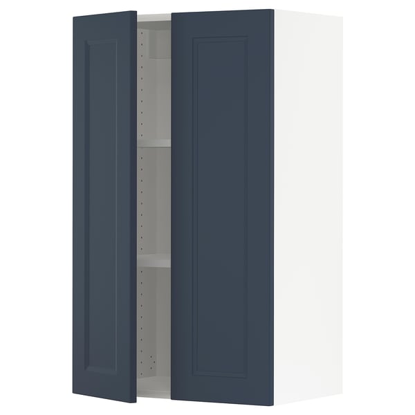 SEKTION Gabinete de pared+2 puertas, blanco Axstad/mate azul, 24x15x40 "