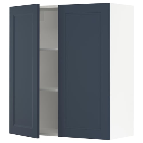 SEKTION Gabinete de pared+2 puertas, blanco Axstad/mate azul, 36x15x40 "