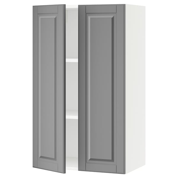 SEKTION Gabinete de pared+2 puertas, blanco/Bodbyn gris, 24x15x40 "
