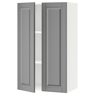 SEKTION Gabinete de pared+2 puertas, blanco/Bodbyn gris, 24x15x40 "