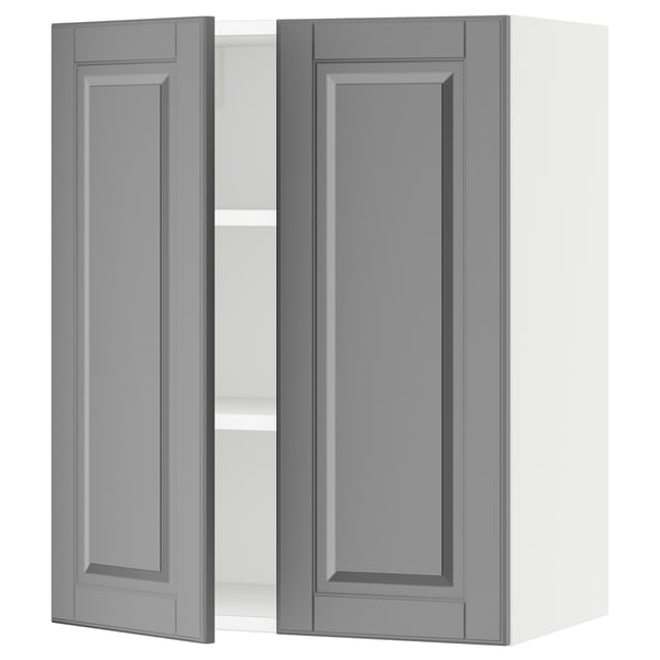 SEKTION Gabinete de pared+2 puertas, blanco/Bodbyn gris, 24x15x30 "