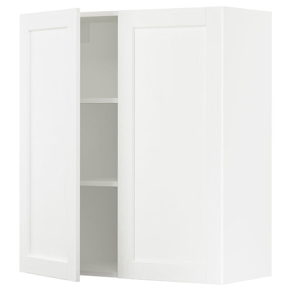 SEKTION Gabinete de pared+2 puertas, blanco Enköping/blanco efecto madera, 36x15x40 "