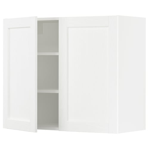 SEKTION Gabinete de pared+2 puertas, blanco Enköping/blanco efecto madera, 36x15x30 "