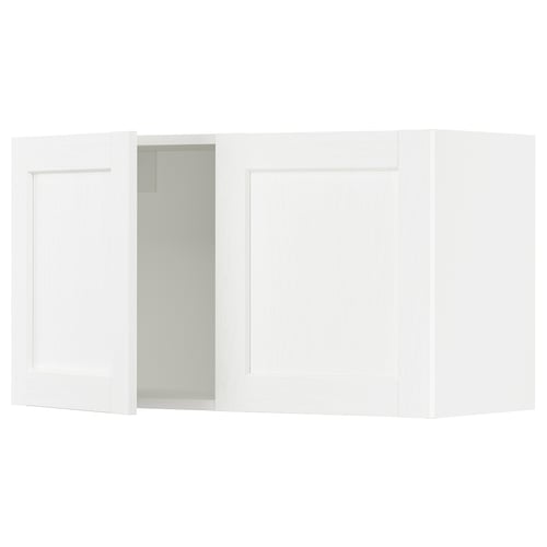 SEKTION Gabinete de pared+2 puertas, blanco Enköping/blanco efecto madera, 36x15x20 "