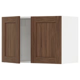 SEKTION Gabinete de pared+2 puertas, blanco Enköping/marrón efecto de nogal, 30x15x20 "