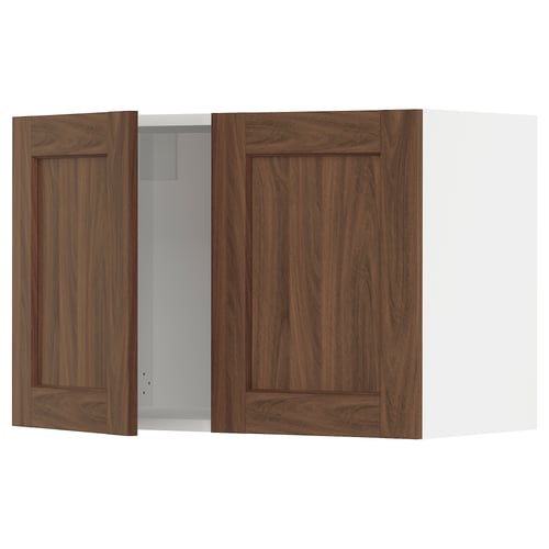 SEKTION Gabinete de pared+2 puertas, blanco Enköping/marrón efecto de nogal, 30x15x20 "