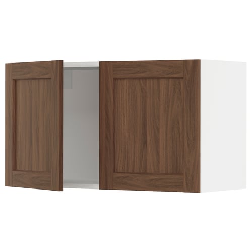SEKTION Gabinete de pared+2 puertas, blanco Enköping/marrón efecto de nogal, 36x15x20 "